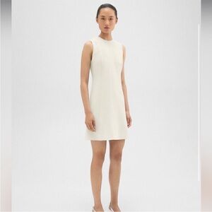 THEORY Sleeveless Fit-and-Flare Dress Striped Admiral Crepe